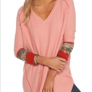 NWOT Free People Thermal w/Decal Sleeve